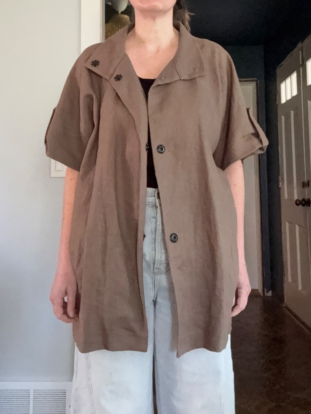 early Emerson Fry army green / khaki linen topper jacket